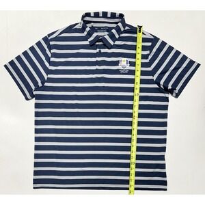 Under Armour Navy and White Striped Polo Shirt